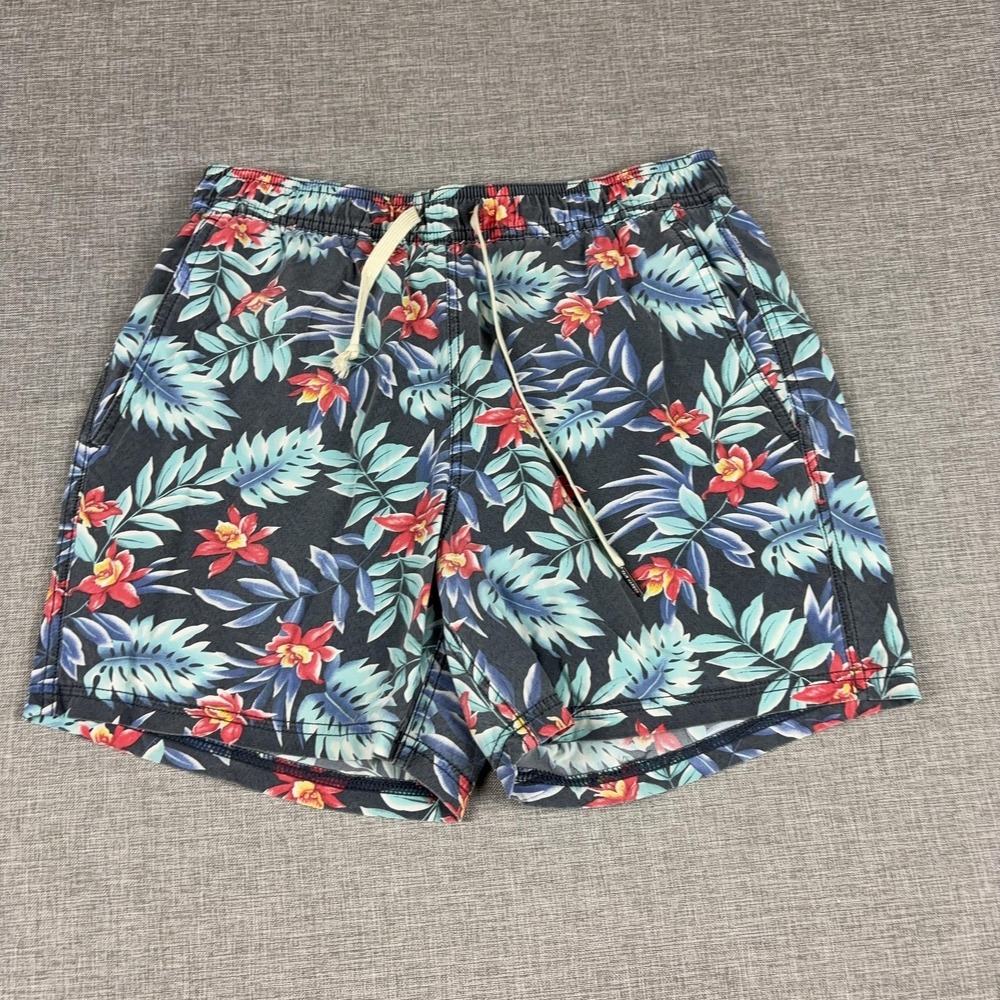 Fair Harbor Swim Shorts Mens Medium Tropical Floral Trunks Drawstring Pocket